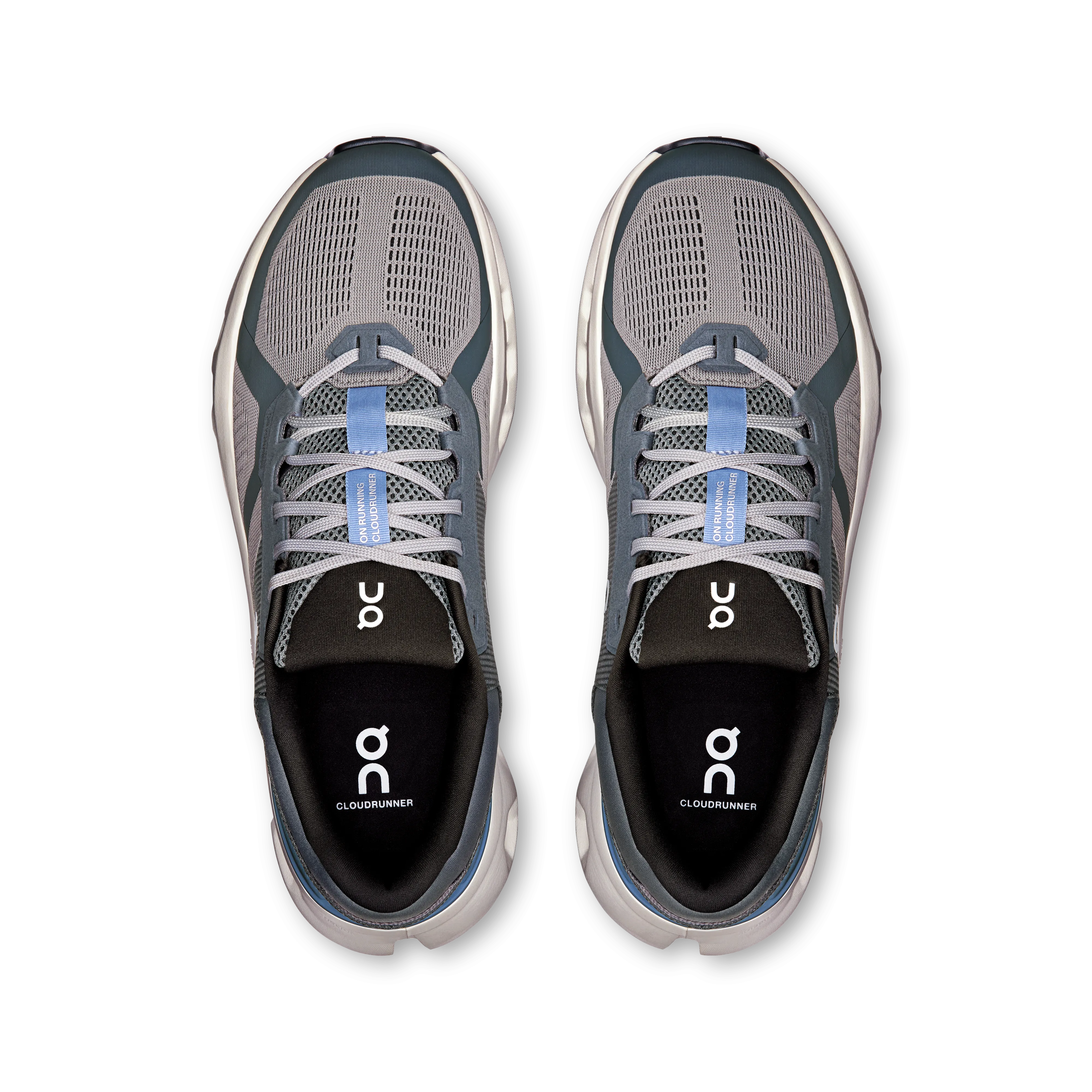 On Running Men's Cloudrunner 2 Shoes - Alloy / Chambray Squatting In Running Shoes