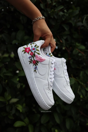 Embroidered Flower Pink Butterfly Patch Custom Air Force 1 Rack Room Sneakers
