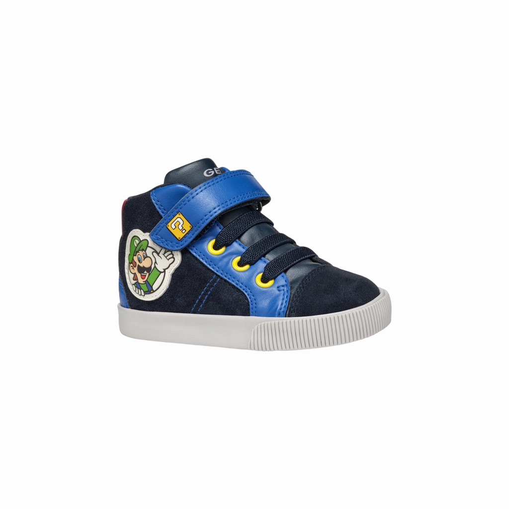 Geox scarpa sneaker alta da bambino Nintendo Supermario Kilwi B46A7B blu-azzurro Your Own Sneakers