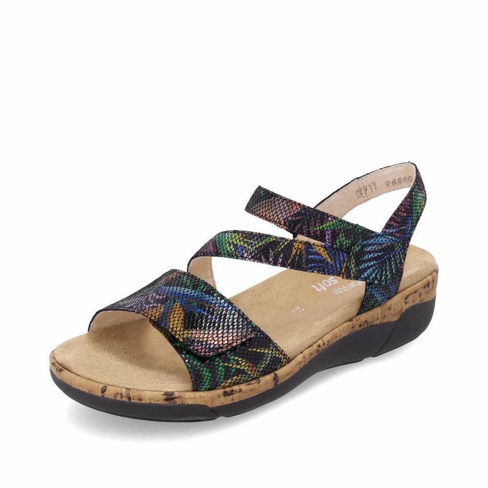 Outlet Sandals R6860-91 Velcro Z-Strap Blue Multi
