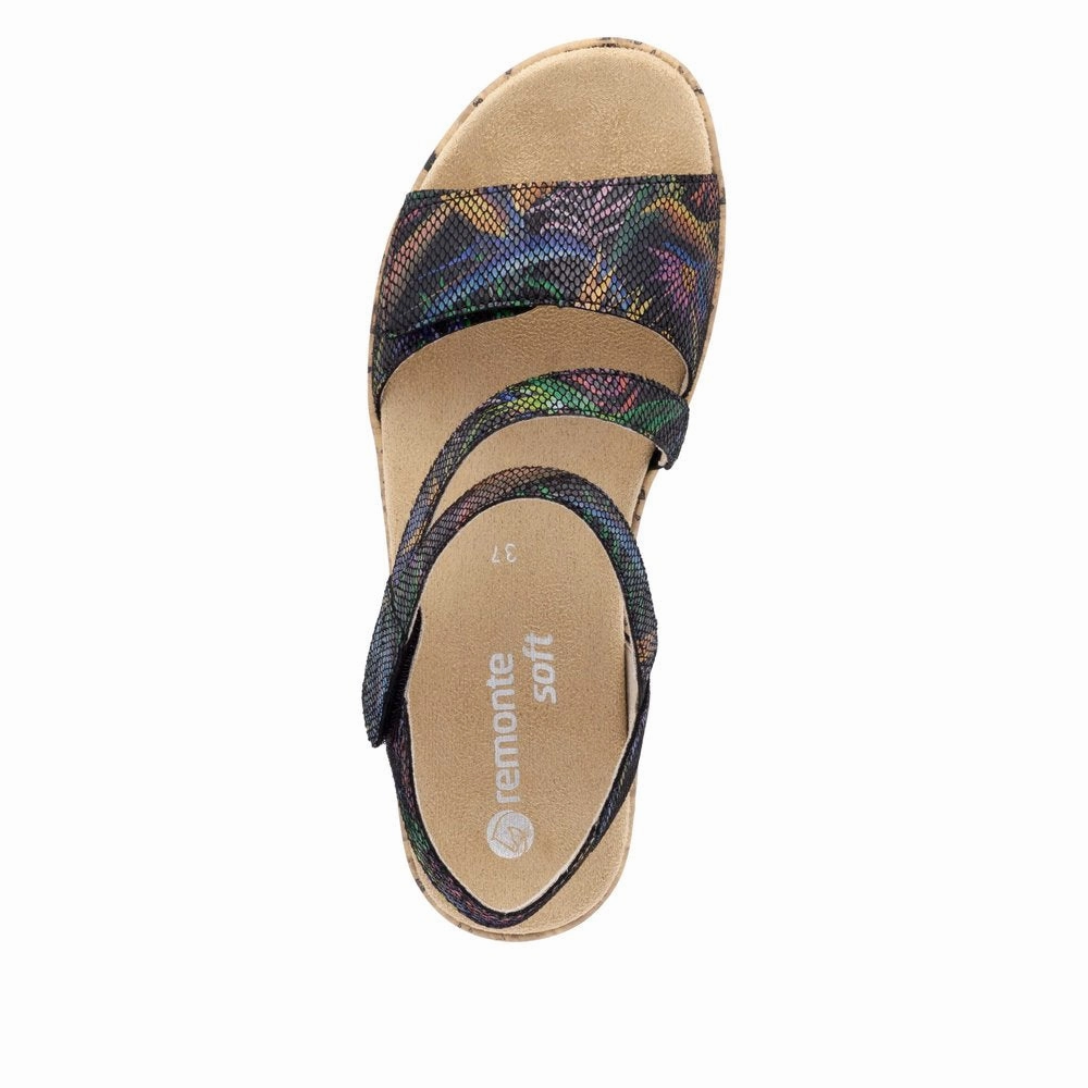 Tory Burch Bon Bon Sandals R6860-91 Velcro Z-Strap Blue Multi