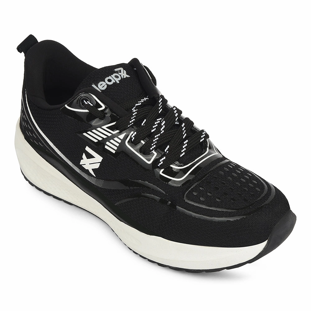 Leap7x Black Sports Lacing Running Shoes For Men GHD-29 By Liberty Barefoot Running Shoes