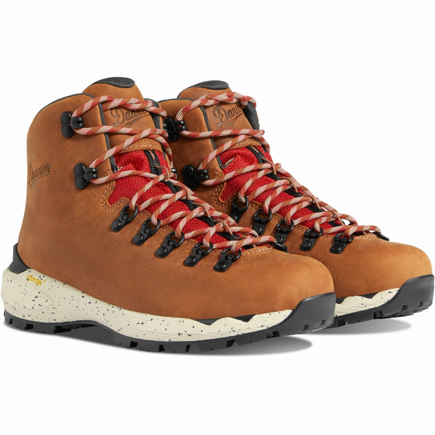 Danner Womens Mountain 600 EVO GTX Mocha Brown/Rhodo Red Leather Hiking Boots Cascade Mid-height Hiking Shoes