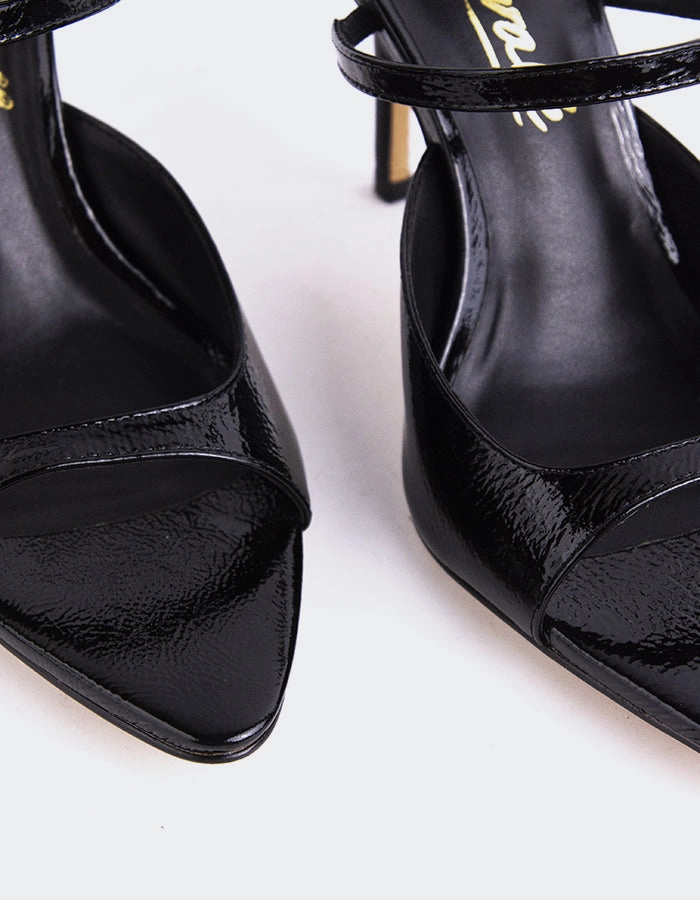 Scilla Black Naplack Baby Sandals Supportive Straps