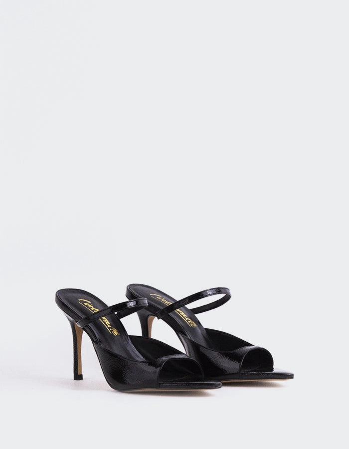 Scilla Black Naplack Sandals Made In Italy