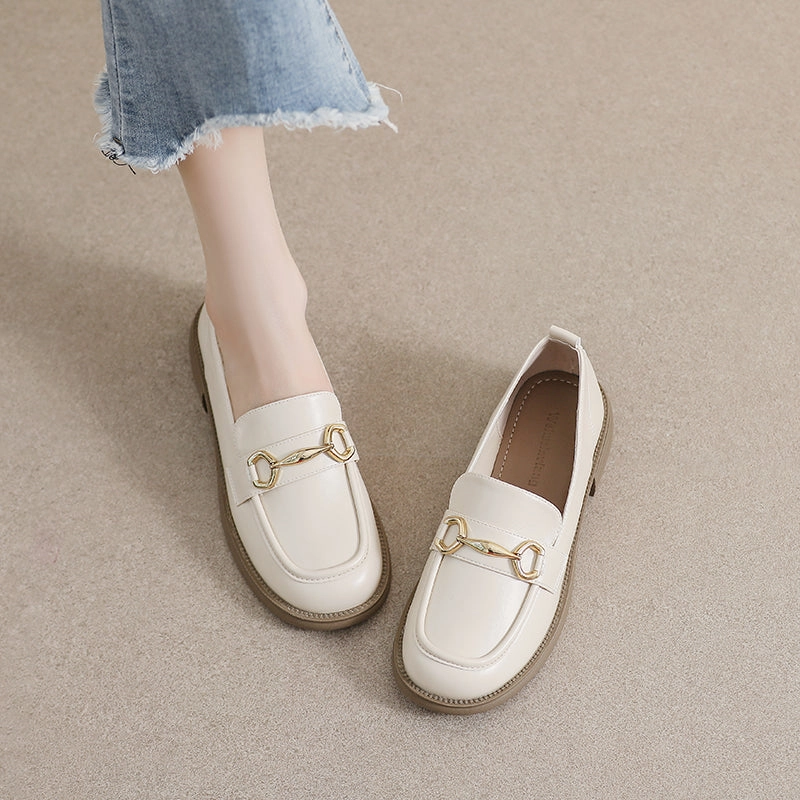 Crystal Loafers Women Retro Casual Lug Sole Loafers