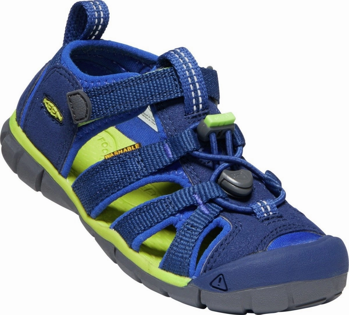 Wide Width Waterproof Shoes Keen Boy's (Preschool) Seacamp II CNX Blue Depths/Chartreuse