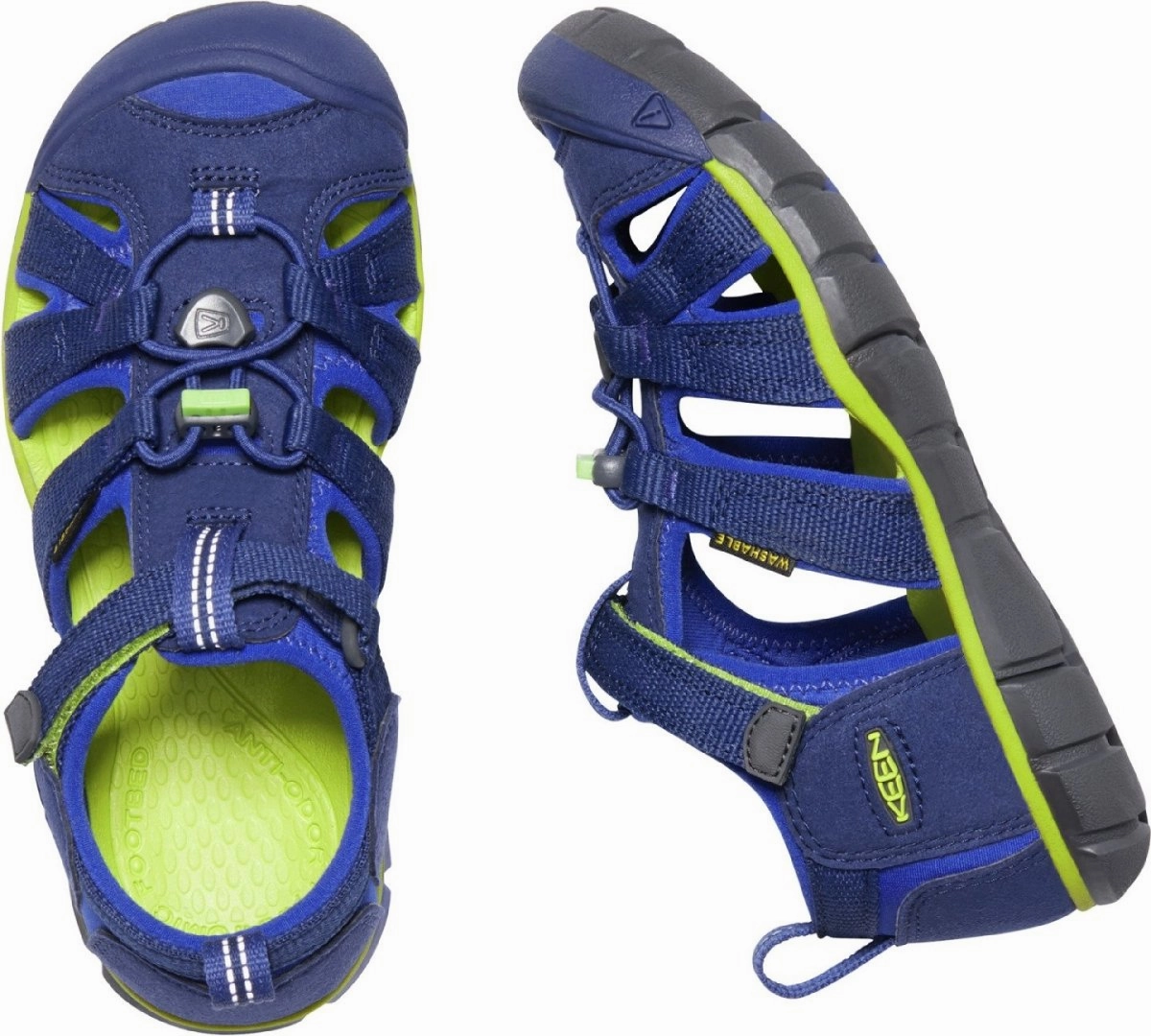 Keen Boy's (Preschool) Seacamp II CNX Blue Depths/Chartreuse Affordable Waterproof Shoes