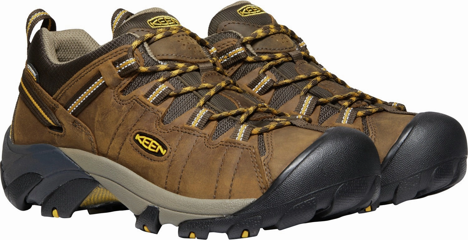 Lightweight Trail Hiking Shoes 'Keen Outdoor' Men's Targhee II WP Hiker - Cascade Brown / Golden Yellow (Wide)