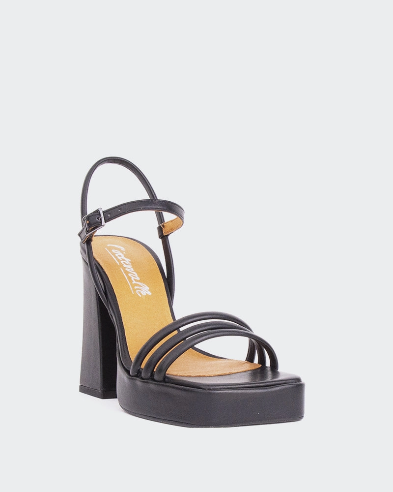 Shock Black Leather Sun And Stone Sandals