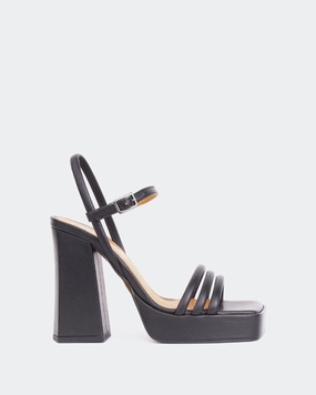 Shock Black Leather Sandals Saint Lucian