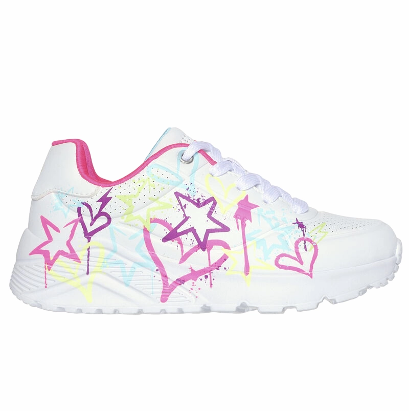 Skechers scarpa sneakers da ragazza Uno Lite My Drip 310391L/WMN bianco-multicolore 