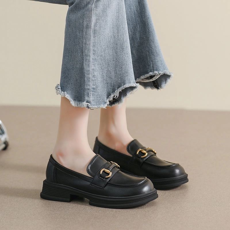 Women Stylish Minimalist Leather Casual Loafers Dr. Martens Adrian T-bar Loafers