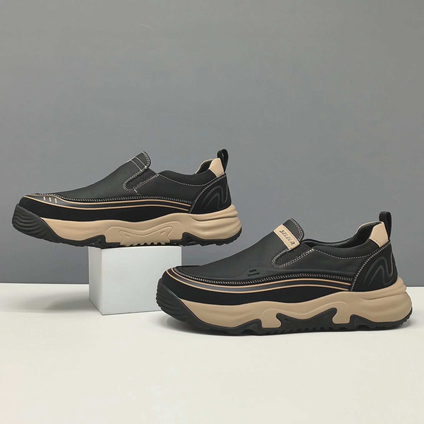 Loafers No Socks Men's Fashion Breathable Leather Casual Loafers