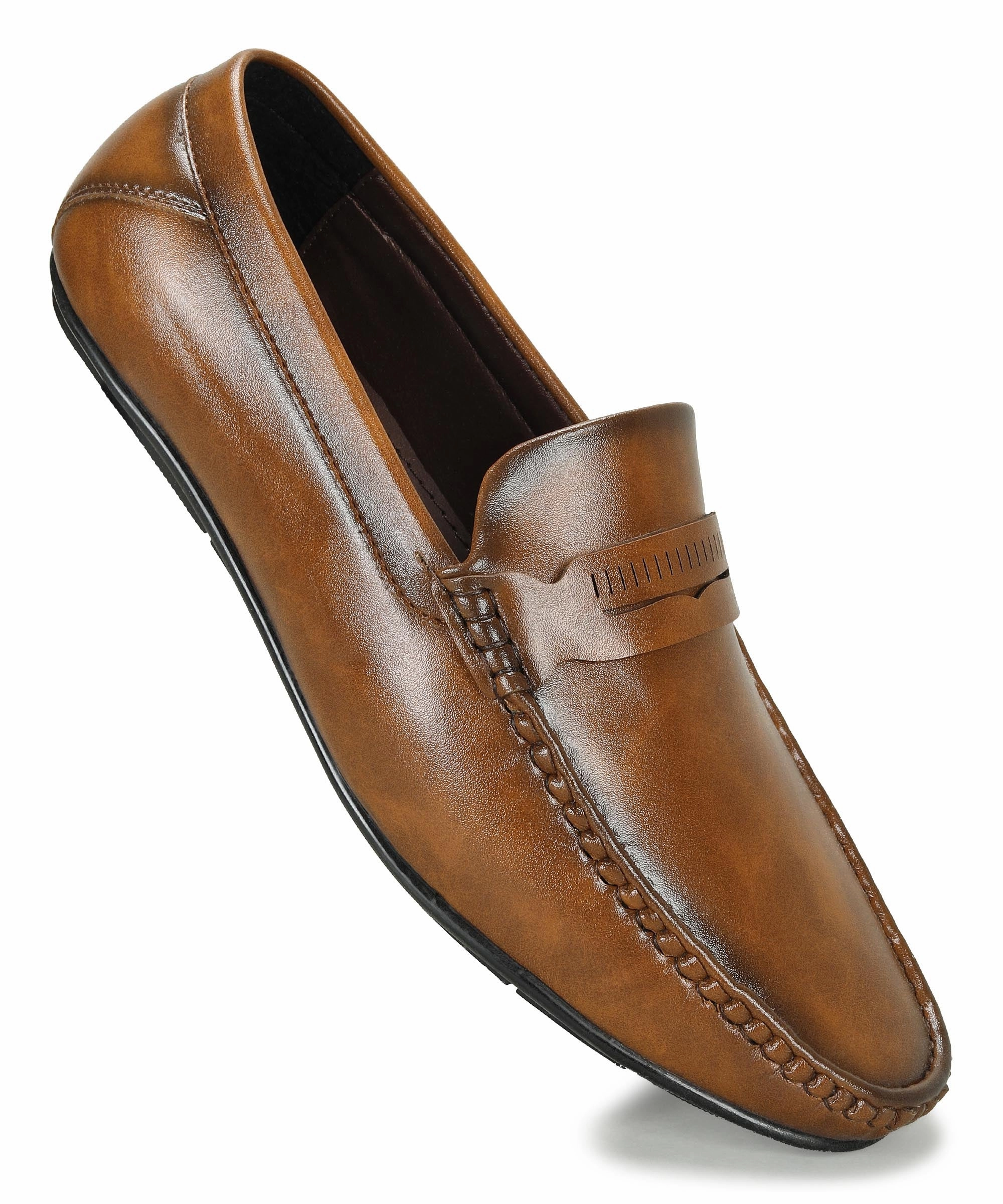 Paragon Men's Tan Formal Loafer Shoes | Cushioned Sole & Sturdy Construction Height Increasing Loafers