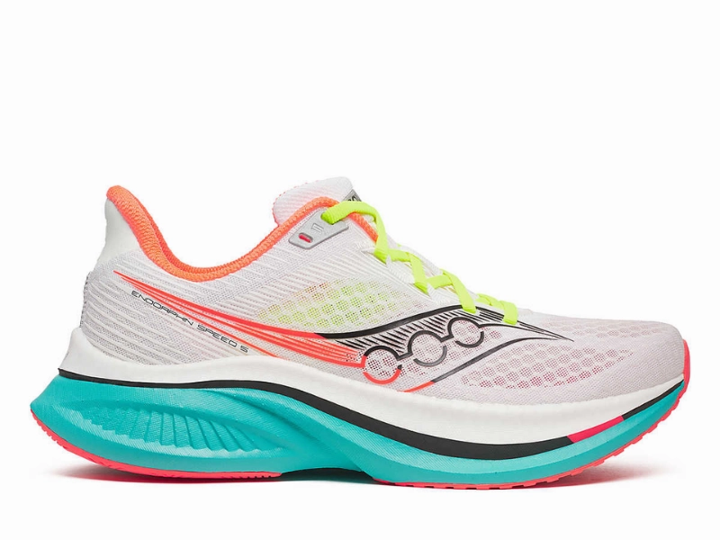 Saucony Endorphin Speed 5 Ladies Running Shoe (White/Mutant) Best Distance Running Shoes