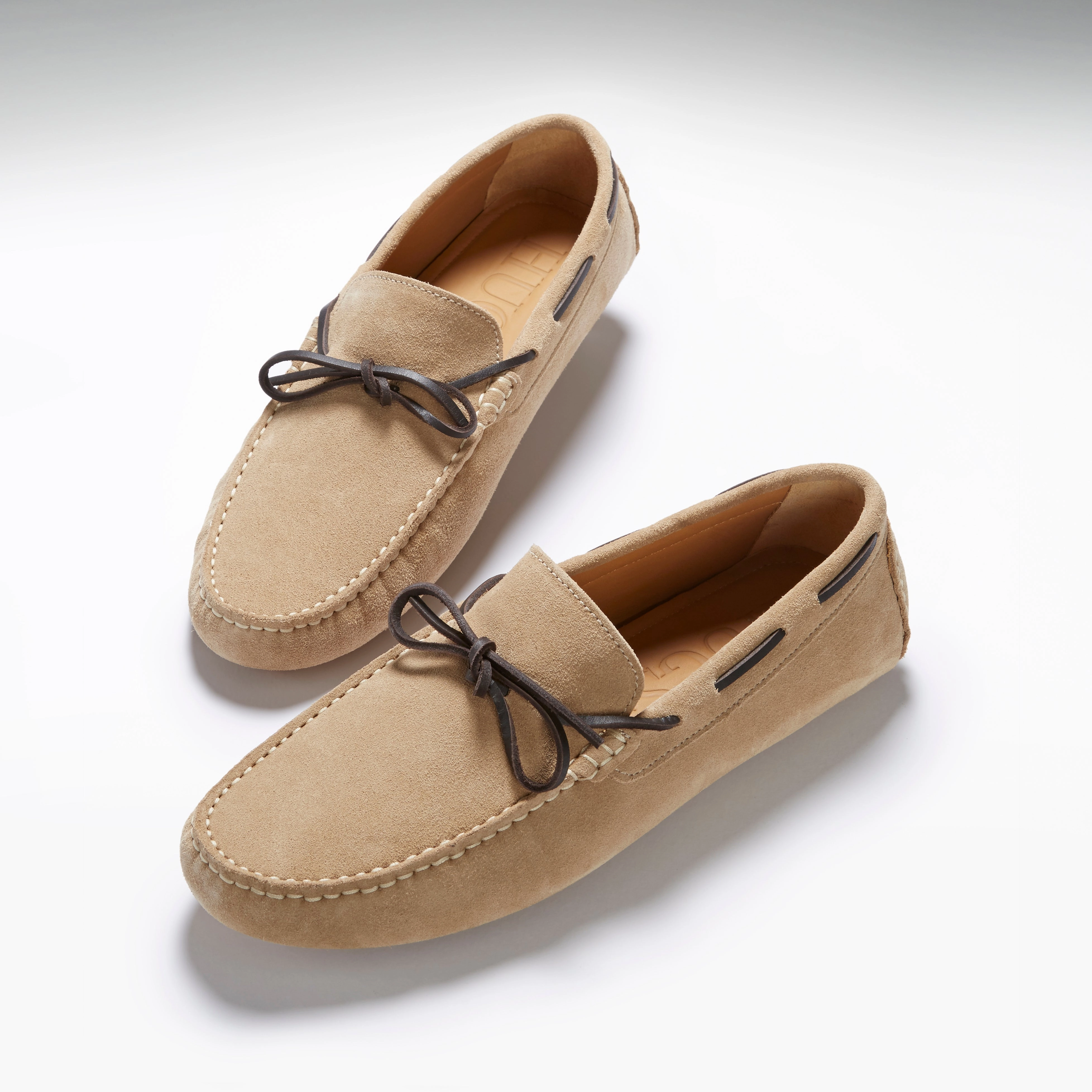 Unlined Suede Loafers Laced Driving Loafers, taupe suede
