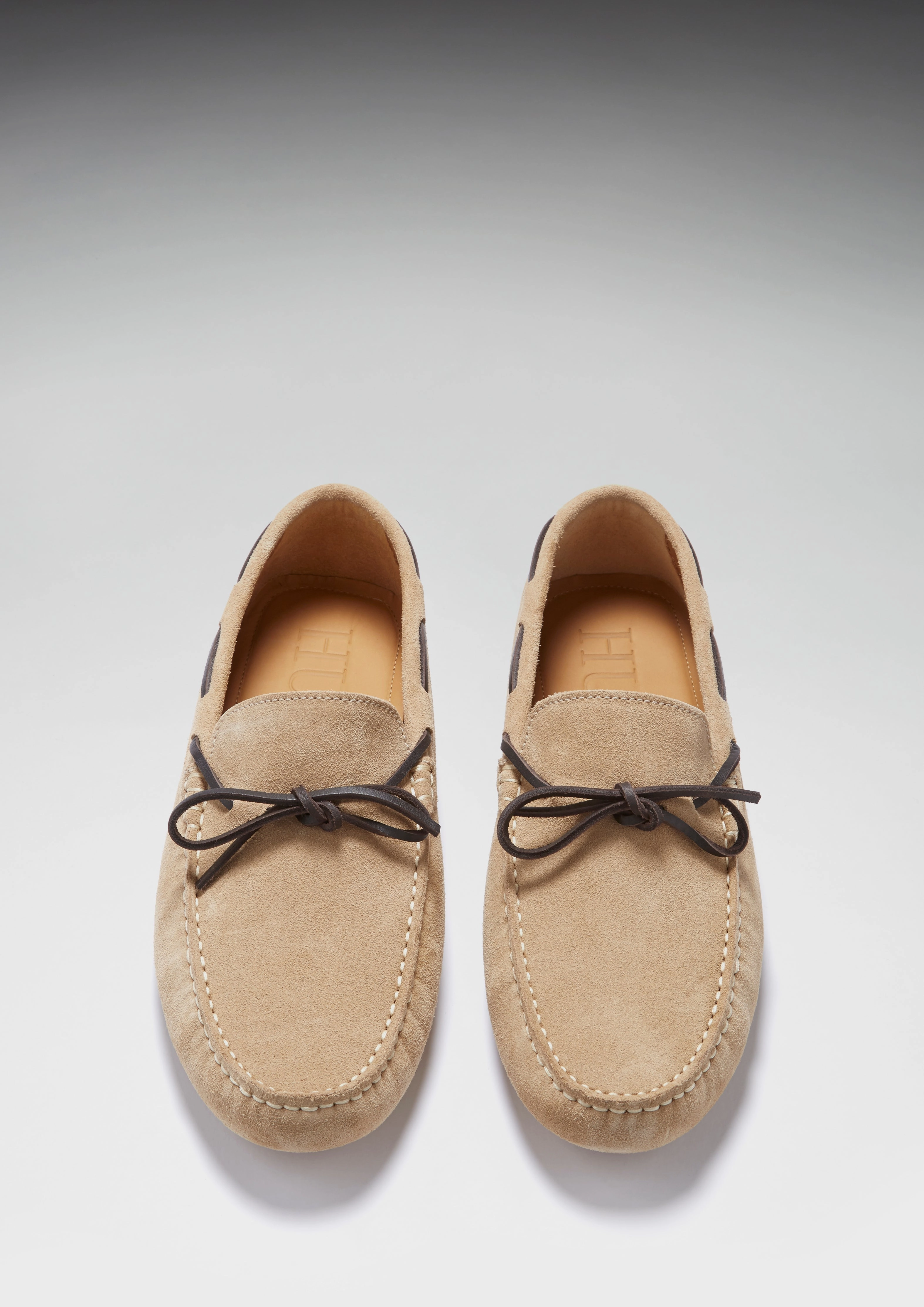 Cognac Loafers Laced Driving Loafers, taupe suede