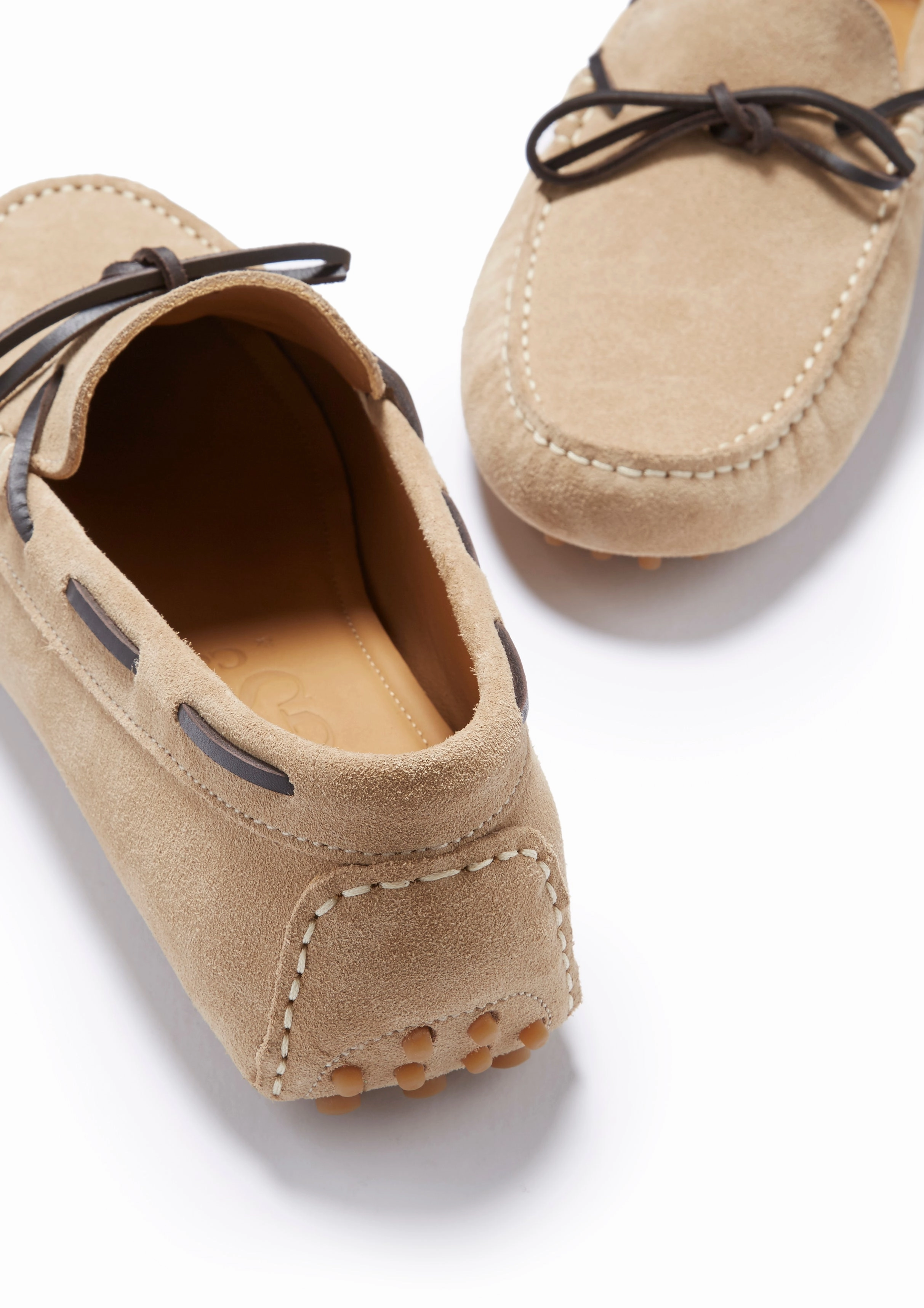 Almond Toe Loafers Laced Driving Loafers, taupe suede