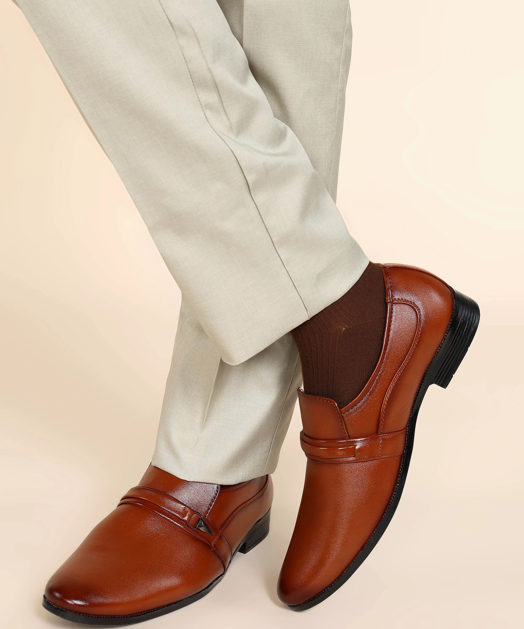 Dress Loafers With Jeans Paragon Men's Tan Formal Loafer Shoes | Cushioned Sole & Sturdy Construction