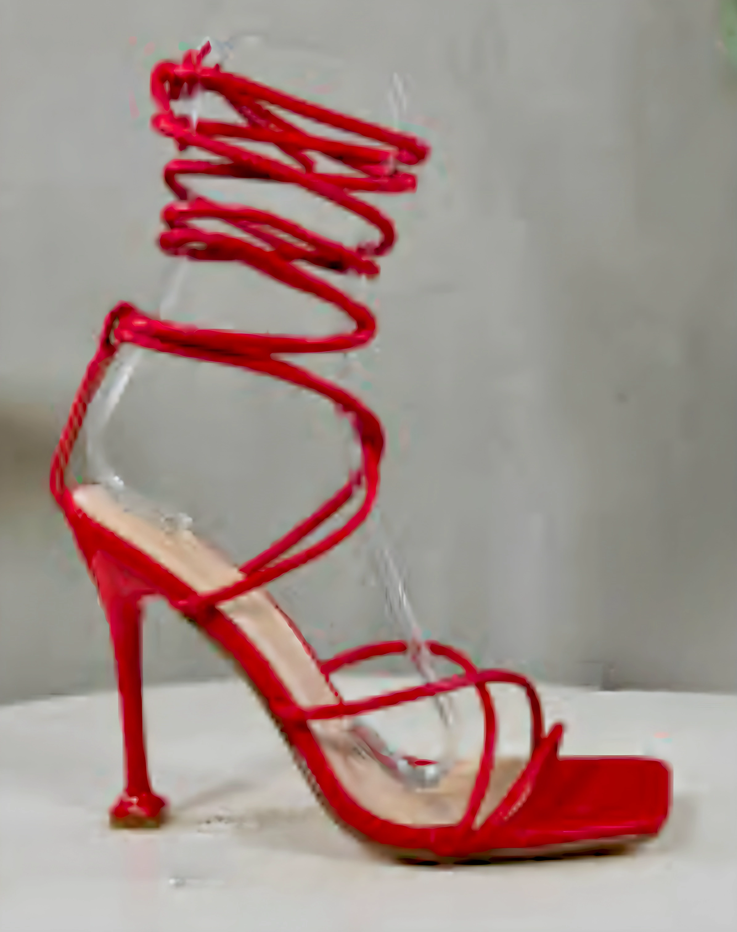 Strappy Lace Up Square Toed Heel