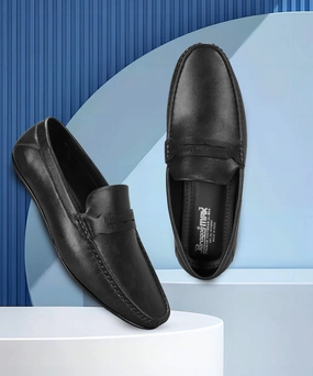 Paragon Men's Black Formal Loafer Shoes | Cushioned Sole & Sturdy Construction Chunky Loafers
