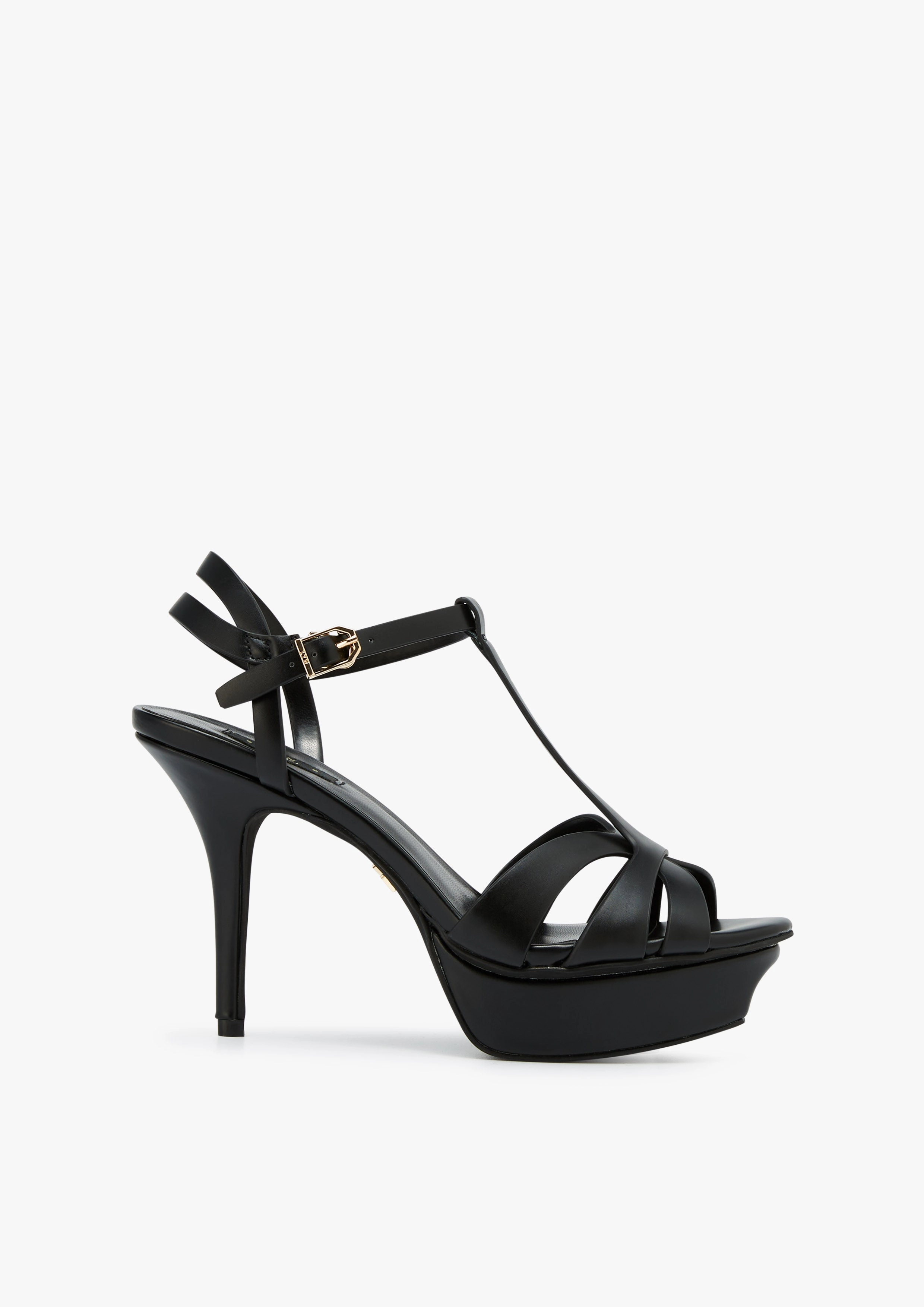 Sabella Soft Platform Heels Black Lace Up Sandals Heels