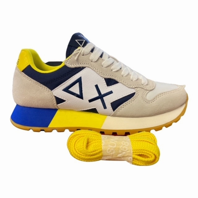 Sun68 Jaki Tricolors scarpa da uomo Z32111 0107 bianco- blu 