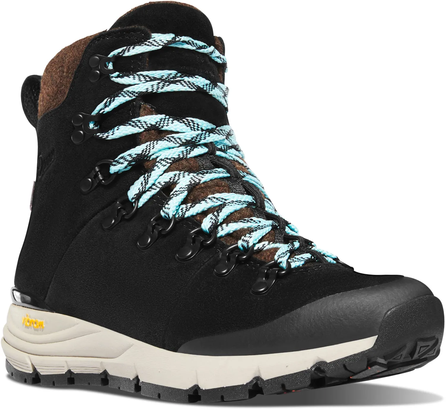 Danner Womens Arctic 600 Side-Zip 7in 200G Black/Spark Blue Suede Hiking Boots Tree Climb Shoes