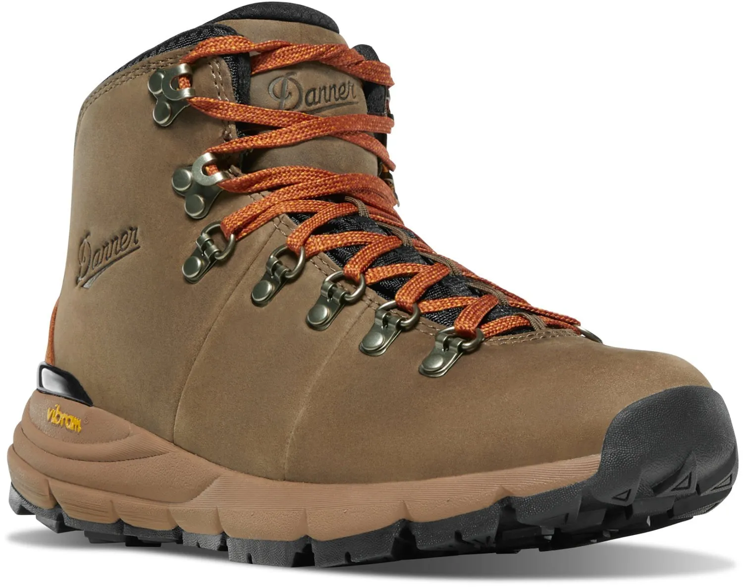 Danner Womens Mountain 600 4.5in Chocolate Chip/Golden Oak Suede Hiking Boots Hiking Shoes Wide Toe Box