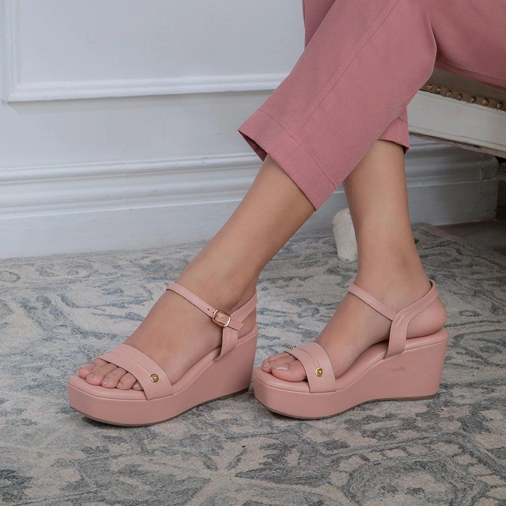 Sandals Stylish The Amsterdam Pink Women's Dress Wedge Sandals Tresmode