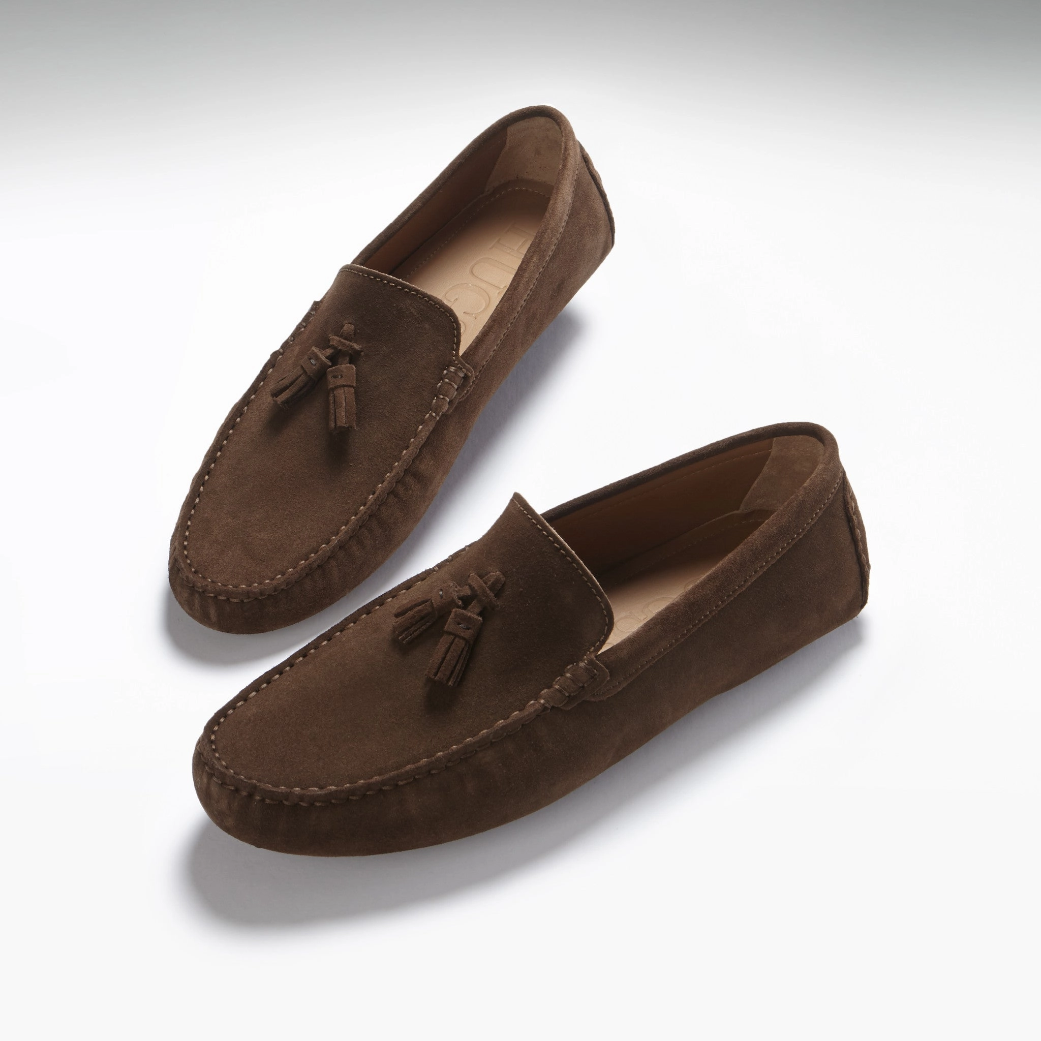 Tasselled Driving Loafers, brown suede Snaffle Loafers