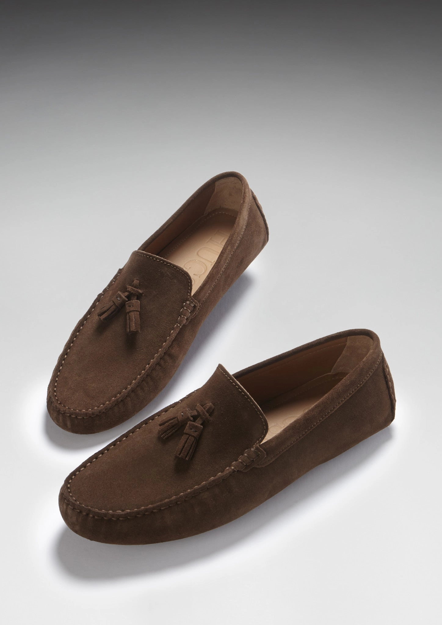 Tasselled Driving Loafers, brown suede Camel Loafers