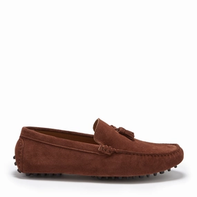 Tasselled Driving Loafers, mahogany brown suede Grant Stone Loafers