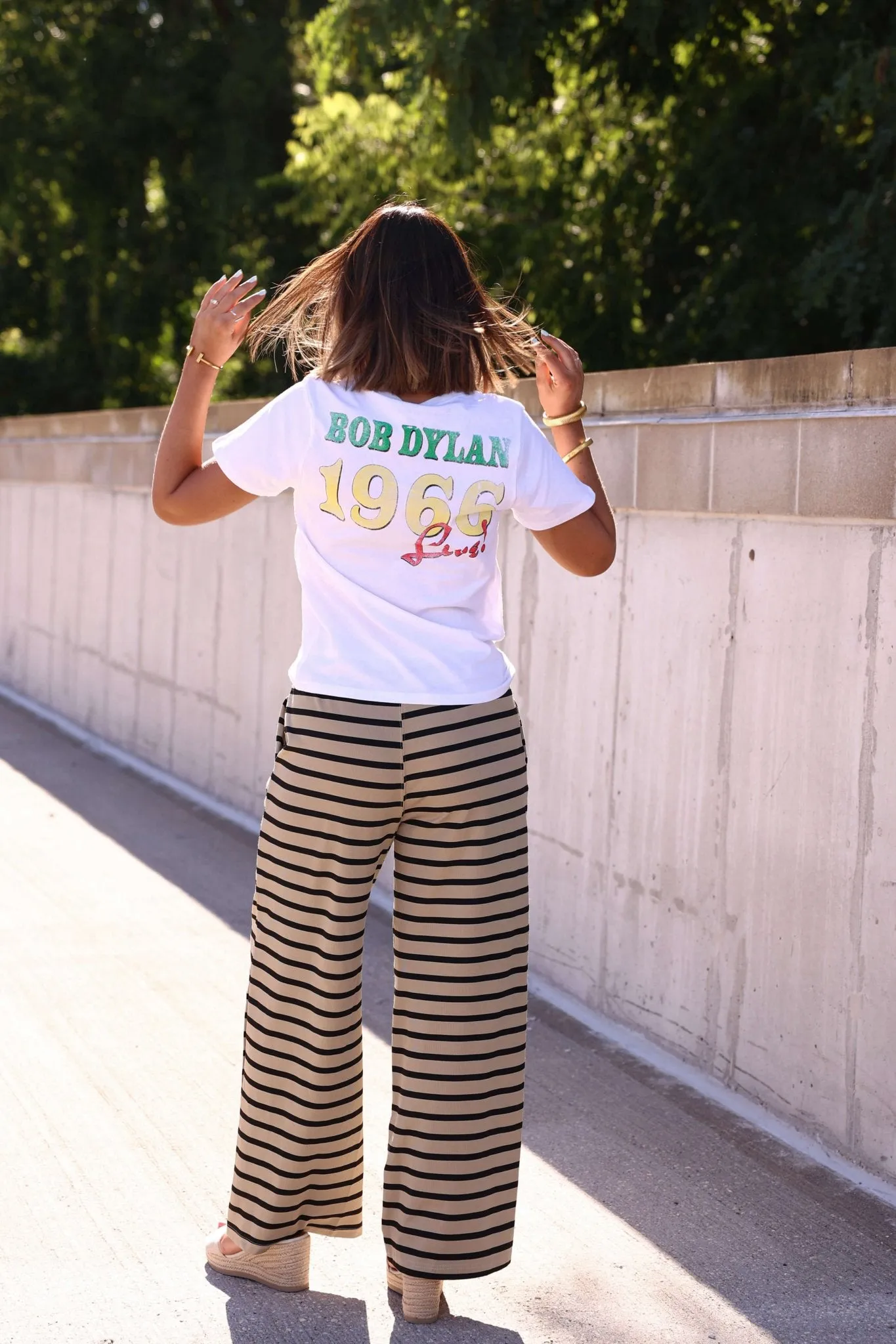 Beezees Sandals Taupe and Black Striped Drawstring Pants - FINAL SALE