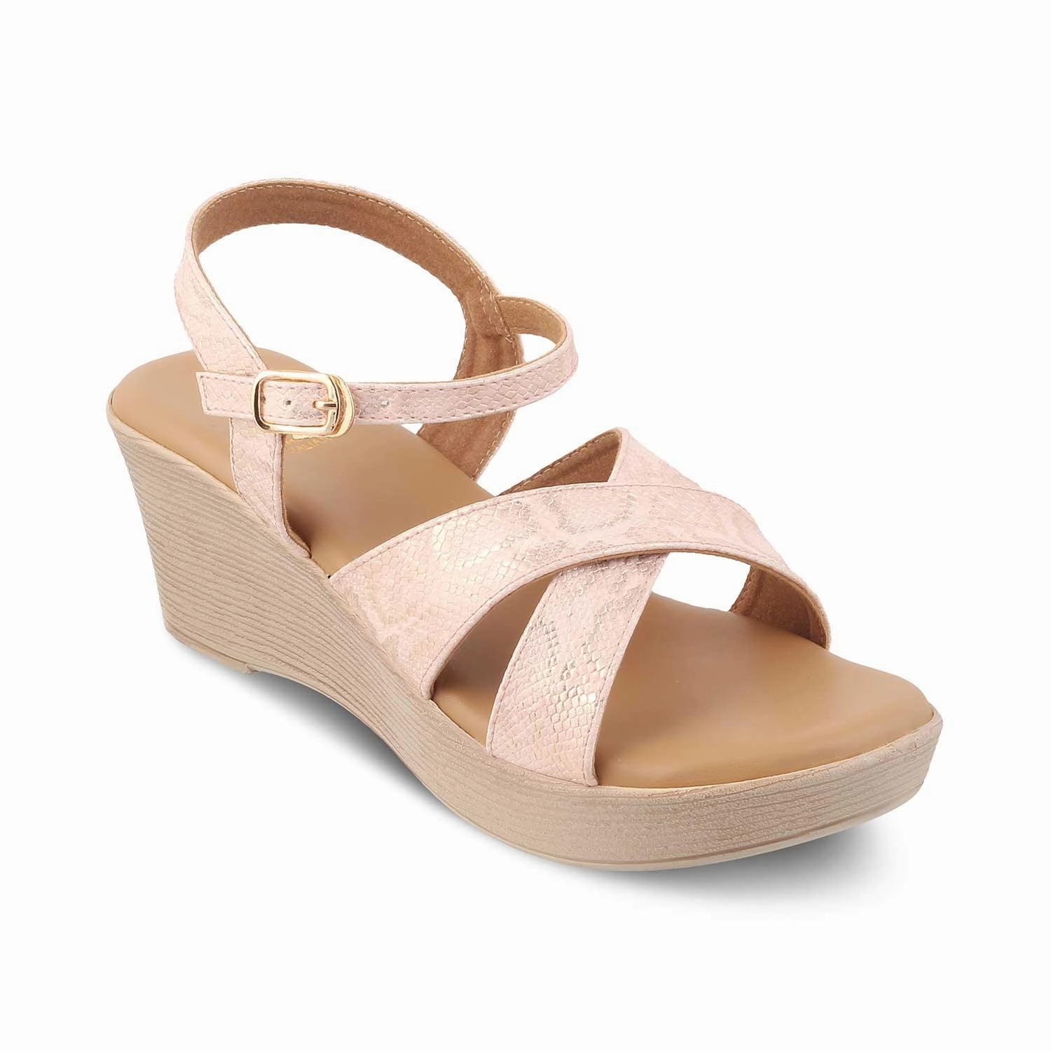 The Avio Champagne Women's Dress Wedge Sandals Tresmode Heeled Thong Sandals