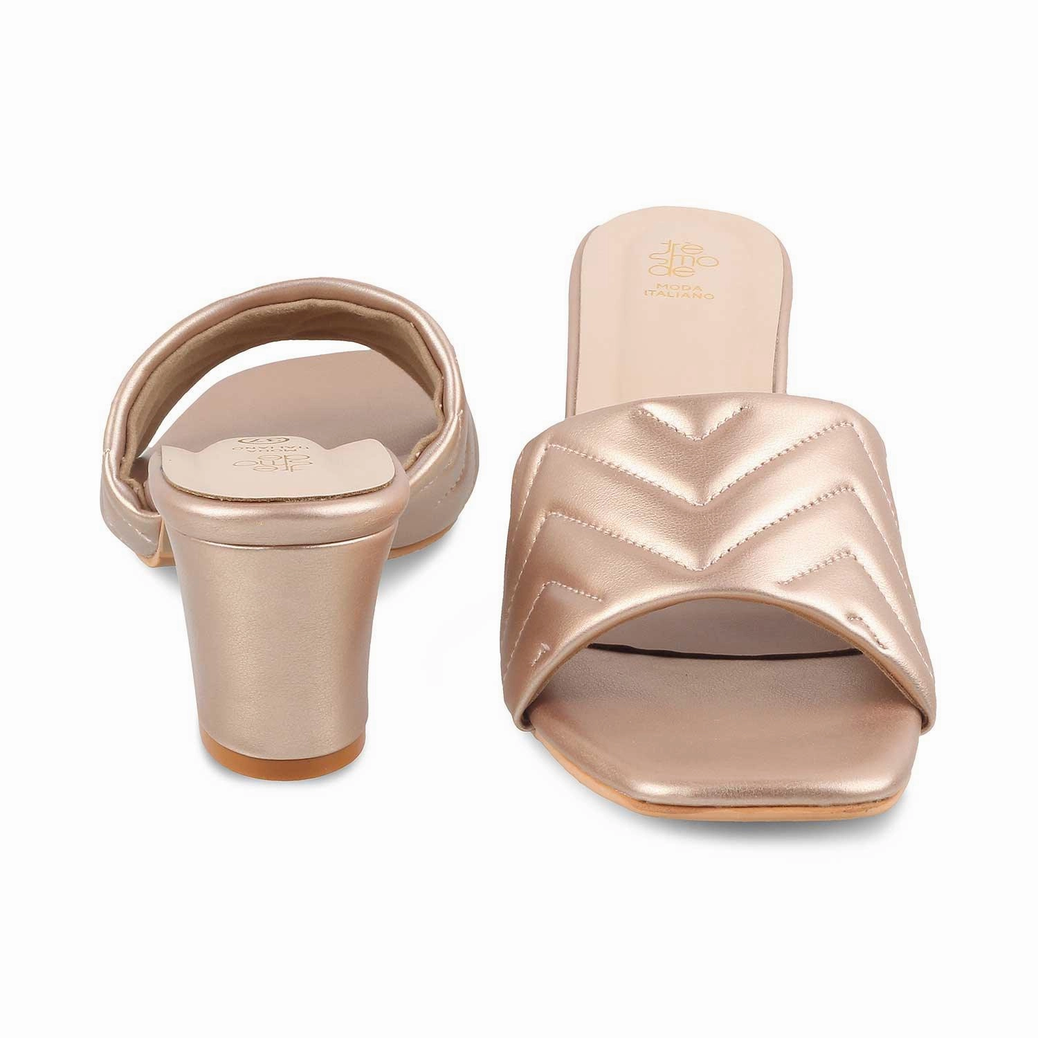 Slider Sandals The Colma Champagne Women's Dress Block Heel Sandals Tresmode