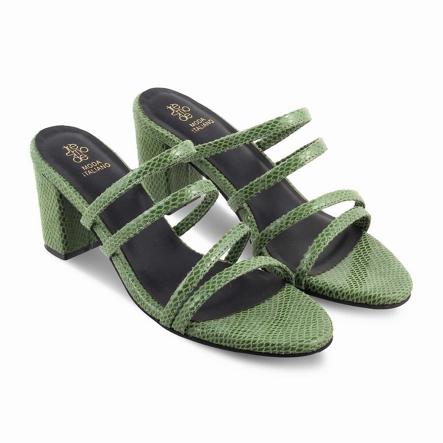 The Imulate Green Women's Dress Block Heel Sandals Tresmode Viking Sandals