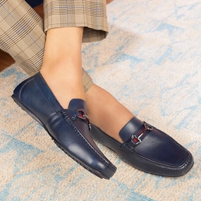 The Ondrive Blue Men's Leather Driving Loafers Tresmode Aldo Flex Loafers