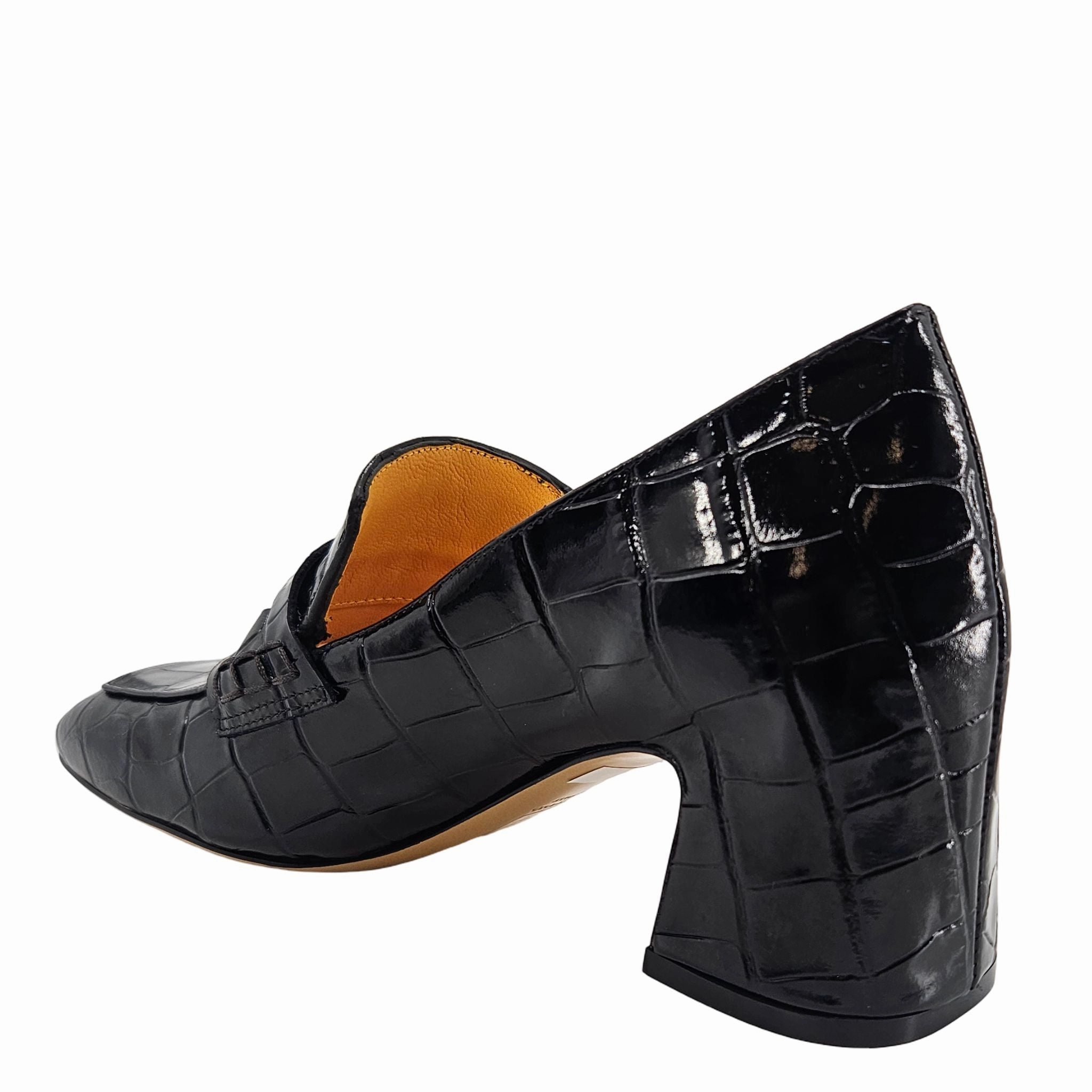 Black Leather Heel Moc Croc Leather Loafer Loafers Sperry