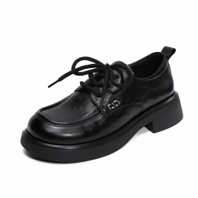 American Classics Bit Loafers Women's Retro Plain Leather Casual Lace-up Loafers