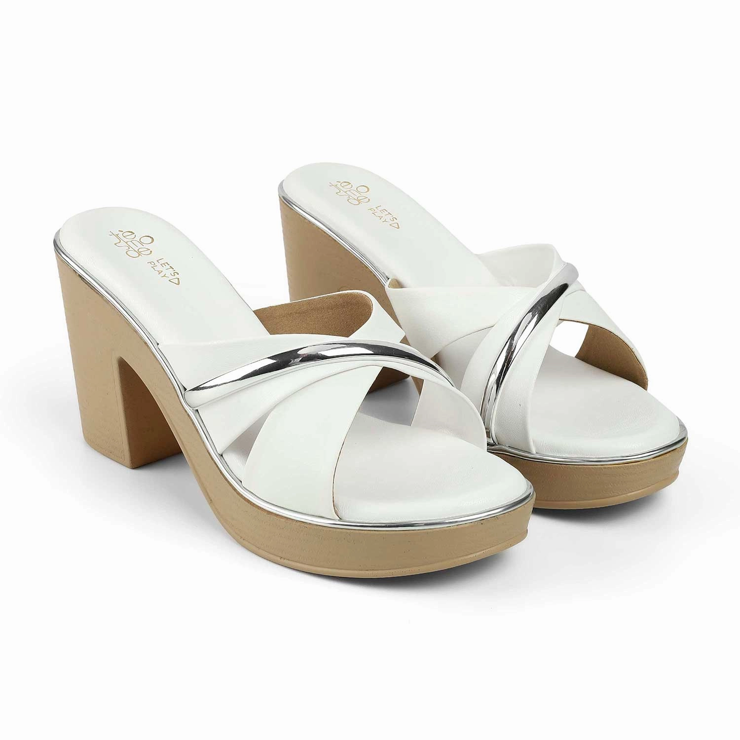 Tresmode Albanny White Women's Dress Block Heel Sandals