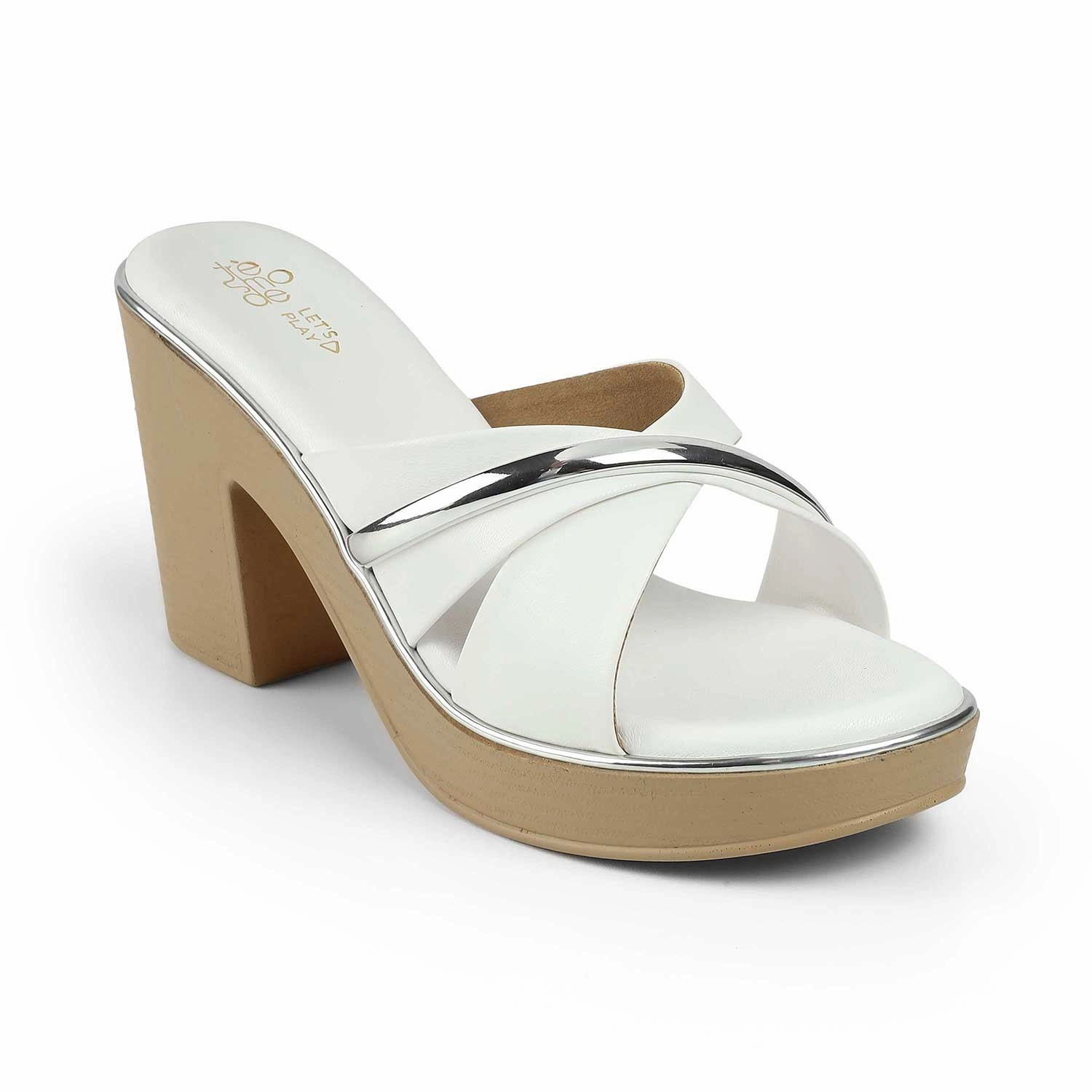 Tresmode Albanny White Women's Dress Block Heel Sandals