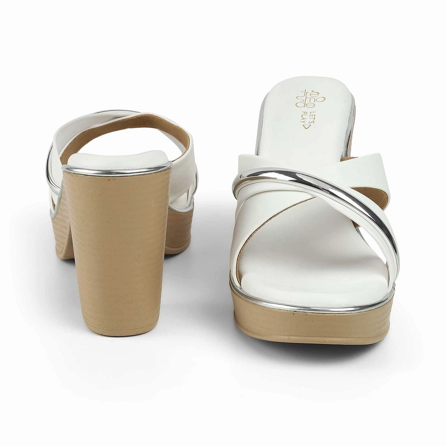 Tresmode Albanny White Women's Dress Block Heel Sandals