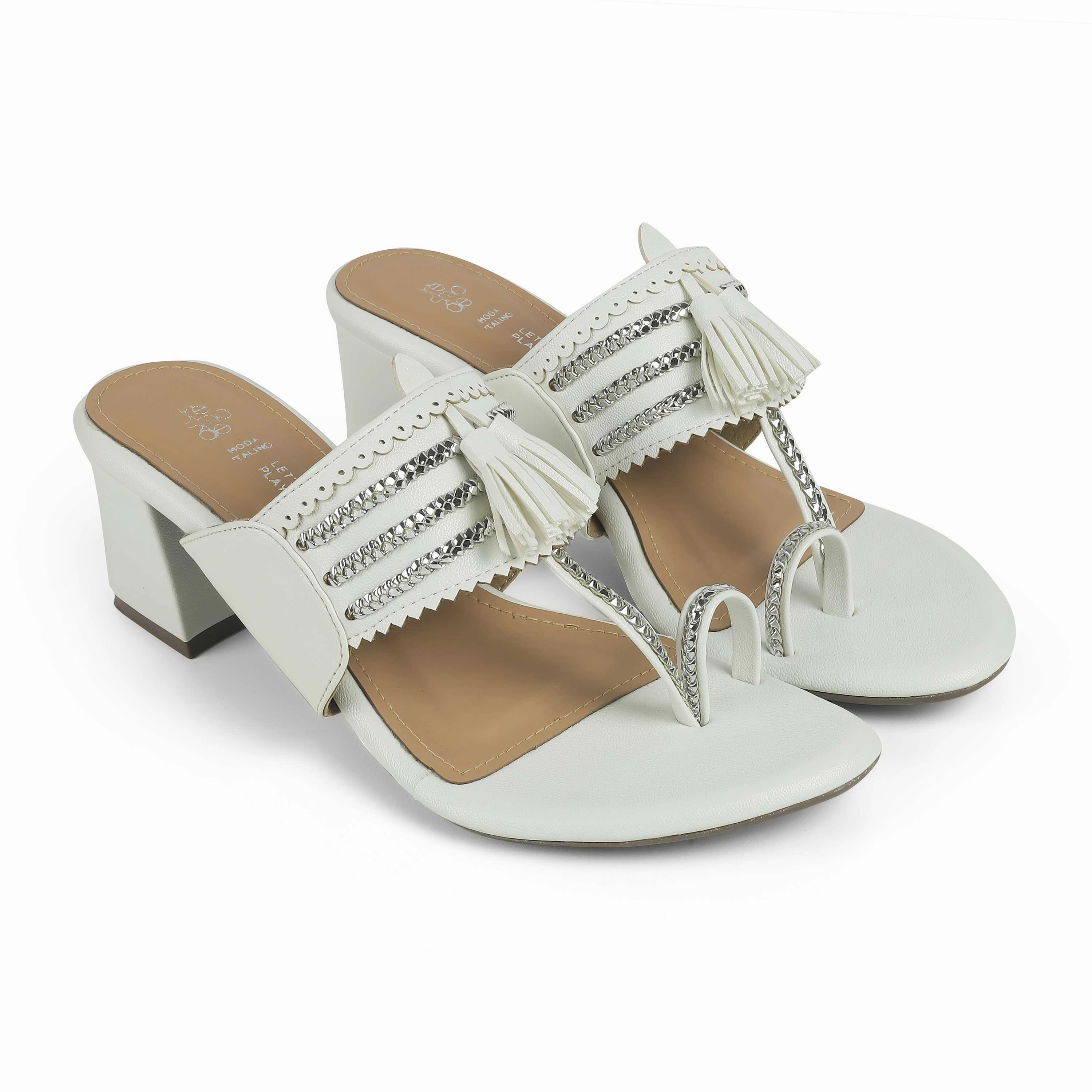 Sandals Resorts Royal Bahamian Tresmode Kola White Women's Dress Block Heel Sandals
