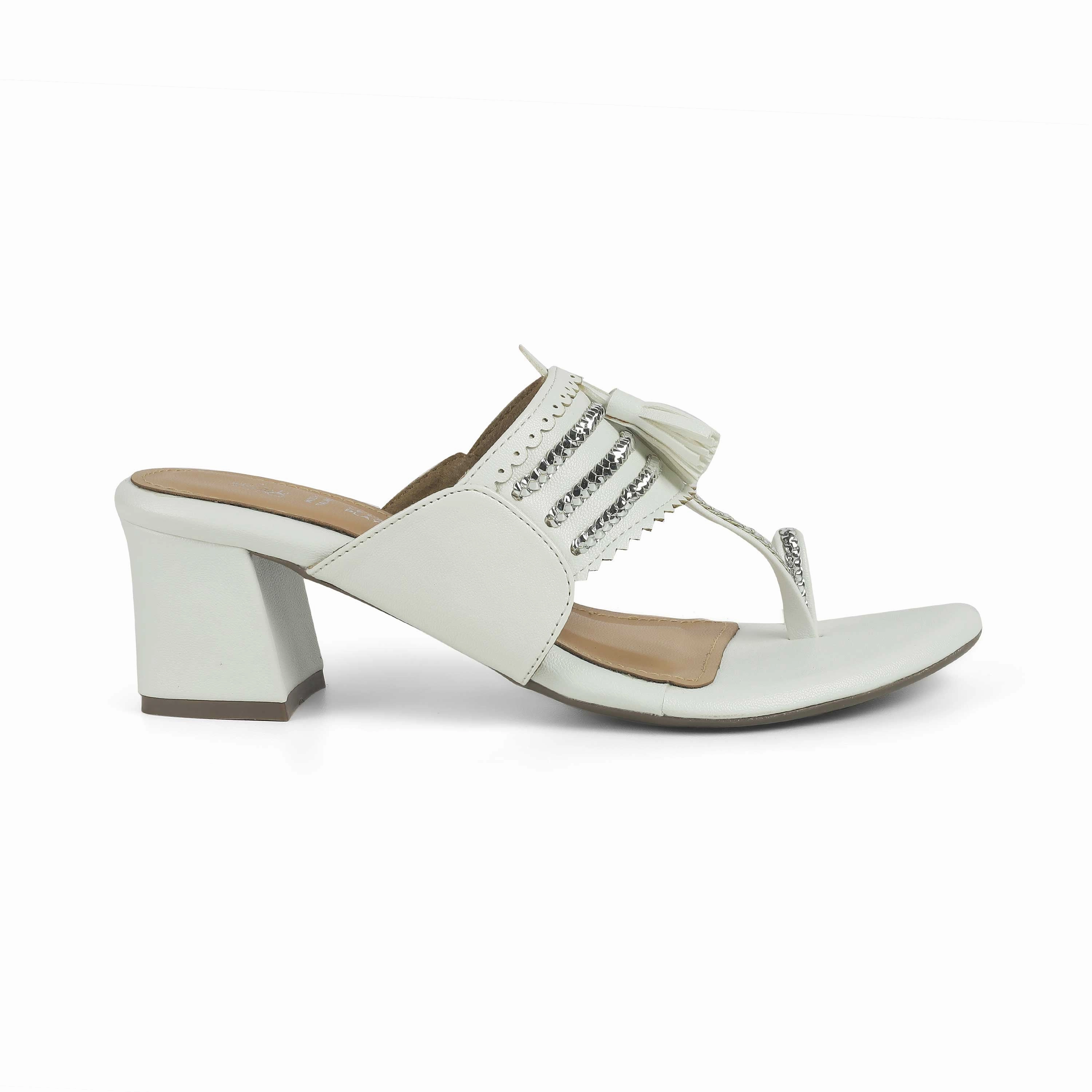 Sandals New Tresmode Kola White Women's Dress Block Heel Sandals