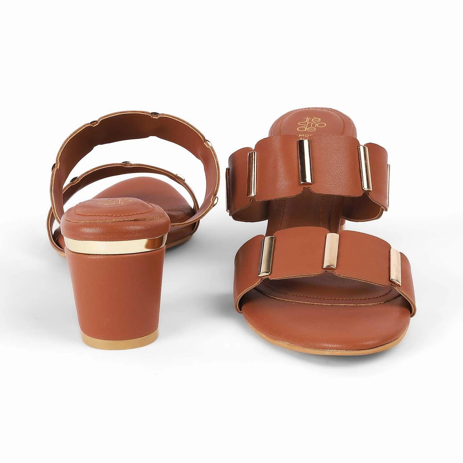 Leather Sandals With Straps Tresmode Valer Tan Women's Dress Block Heel Sandals