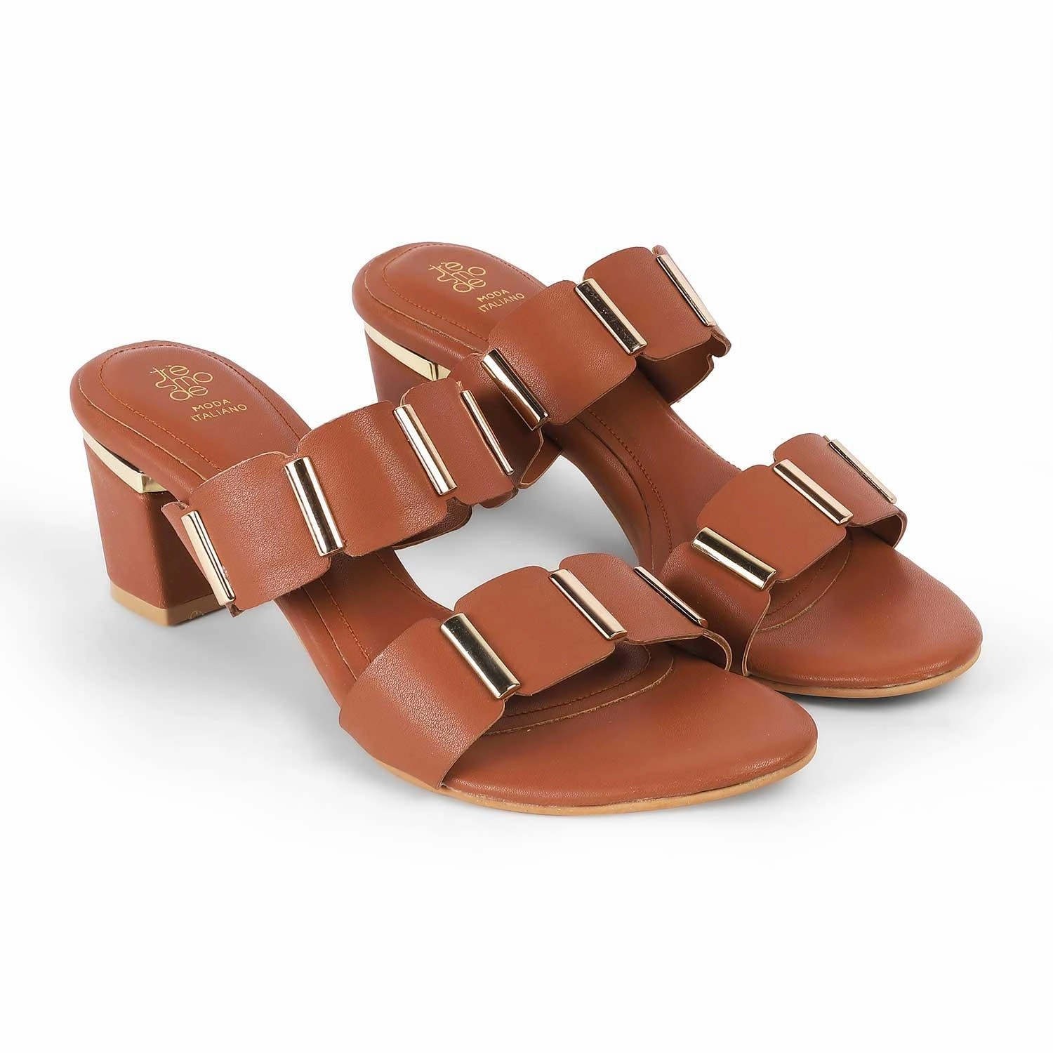 Tresmode Valer Tan Women's Dress Block Heel Sandals Qvc Clarks Sandals