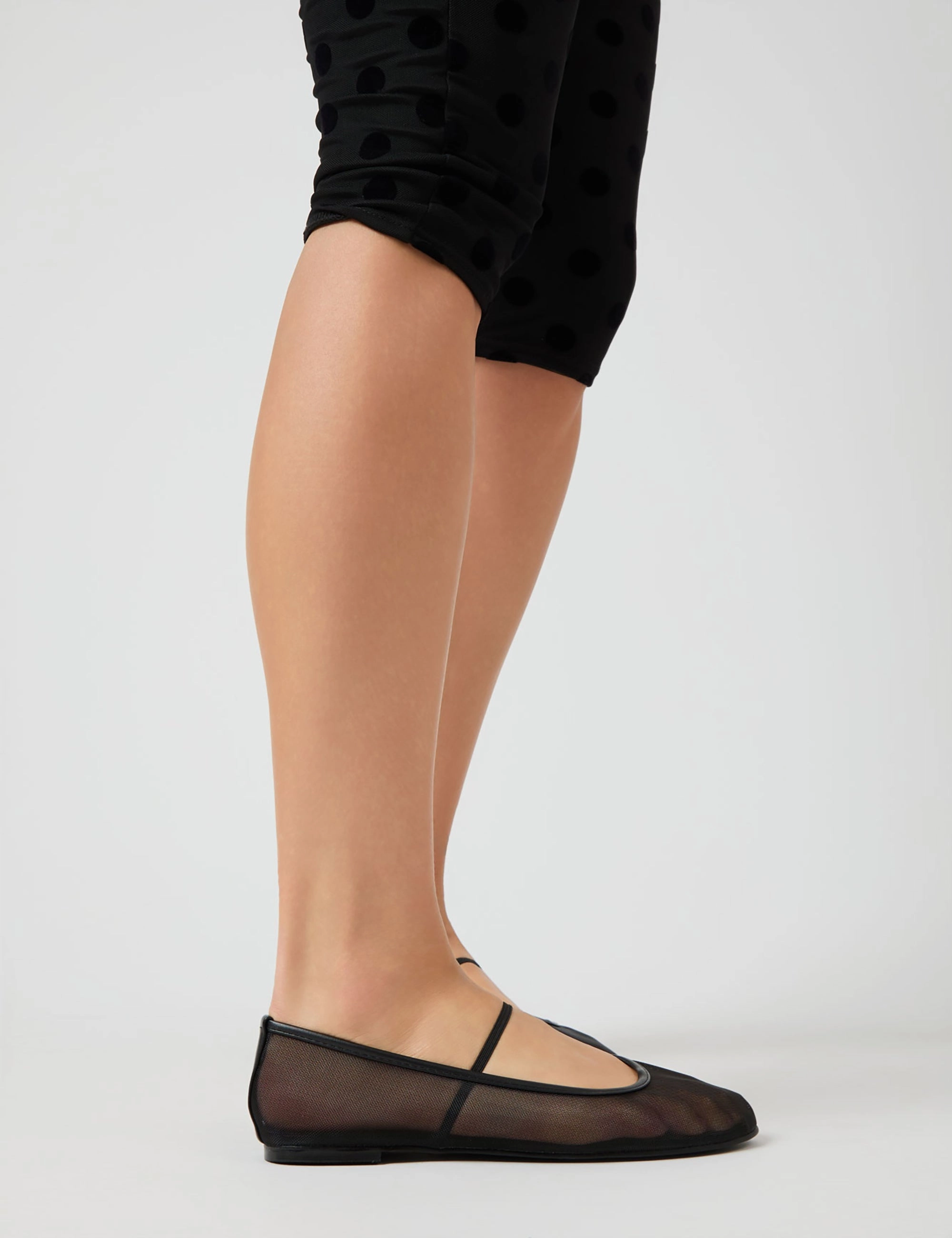 New Sandals Twiggie Black Mesh Ballet Pumps