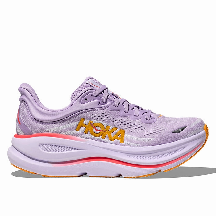 Womens Hoka Bondi 9 in Aster Flower/Starlight Glow Shoes Wide Width